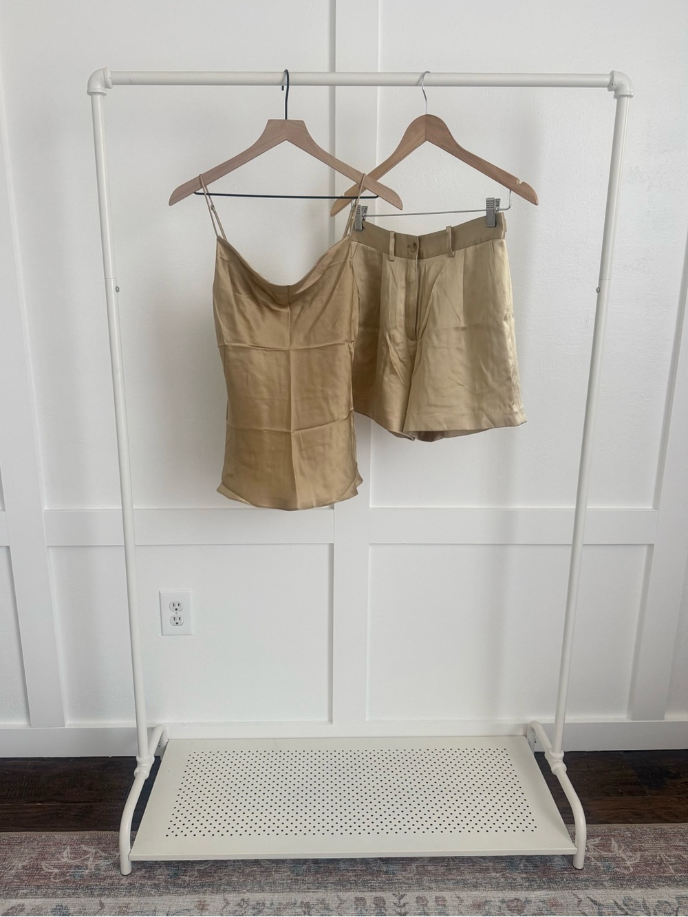Nili Lotan Silk Cowl Neck Cami Top & Shorts Set